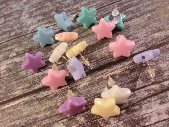 Preview: Stern Ohrstecker Star bunt Pastell hell